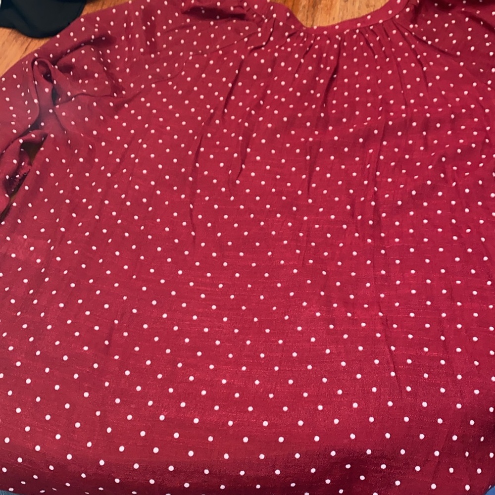 Counterparts extra large cherry red with white dots blouse - Picture 5 of 8